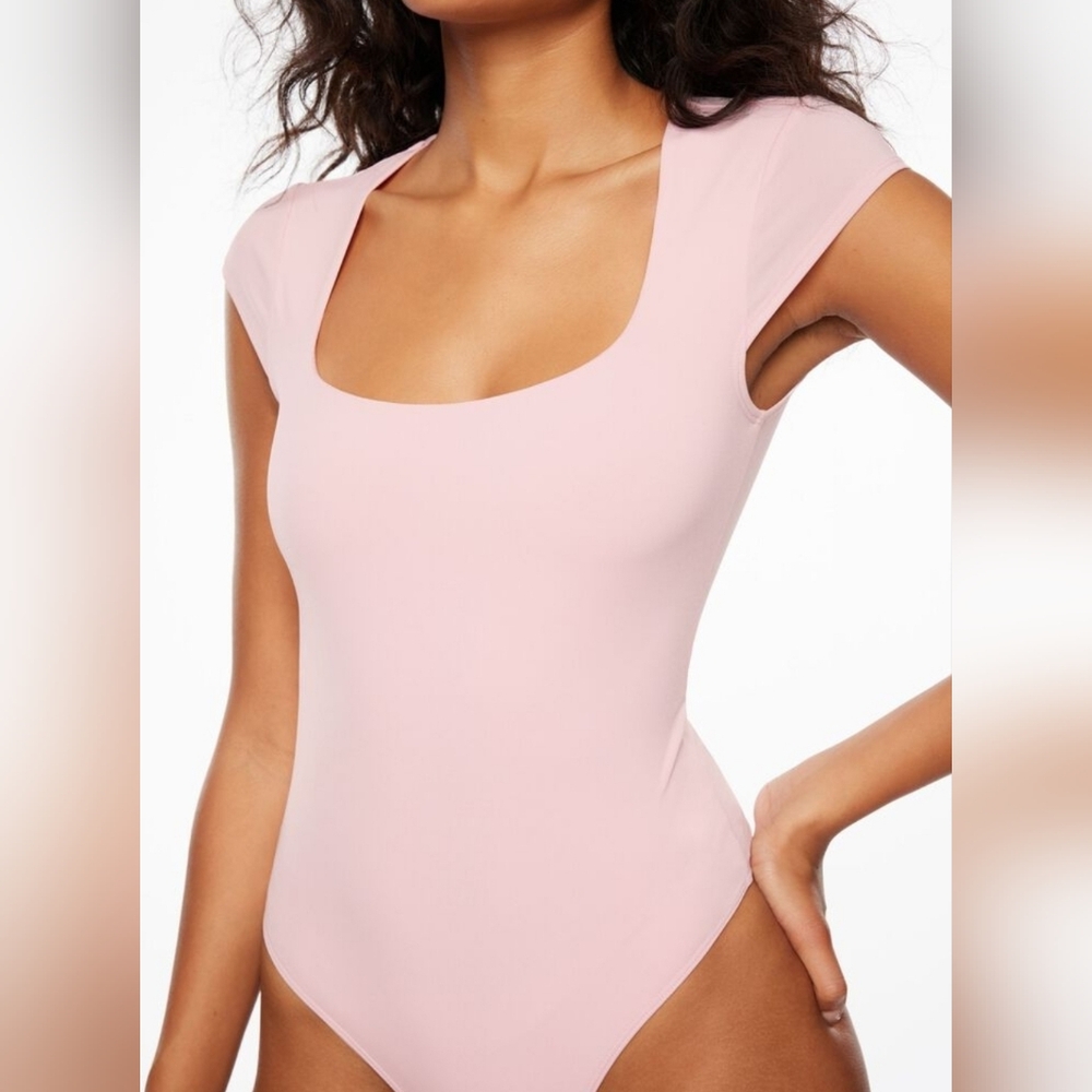 Dynamite Fairy Tale Pink Sculpt Short Sleeve Square Neck Bodysuit